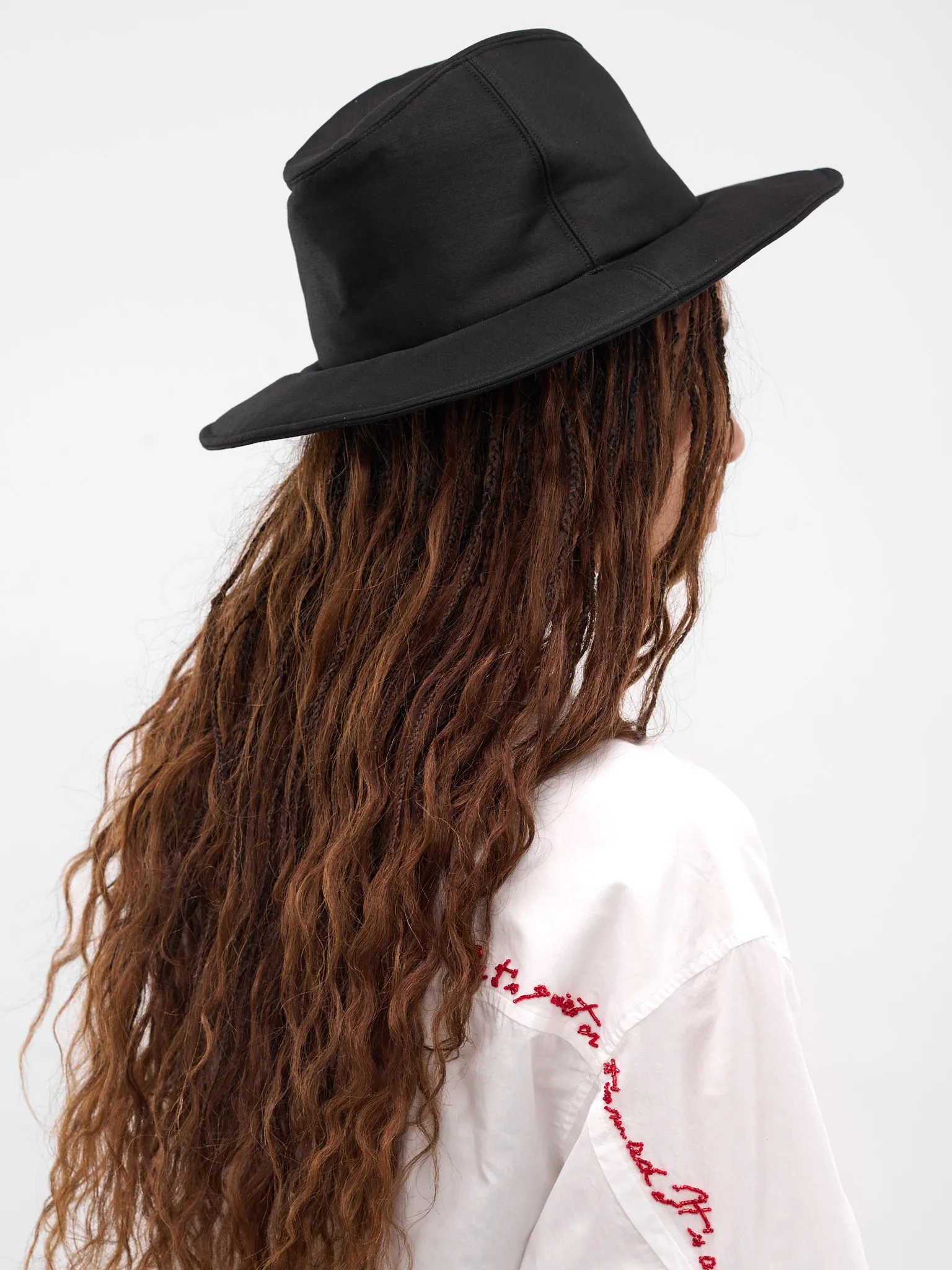 Black Wool Wide Brim Hat (UC2E1H01-BLACK) sold by lorenzo product image thumbnail 3
