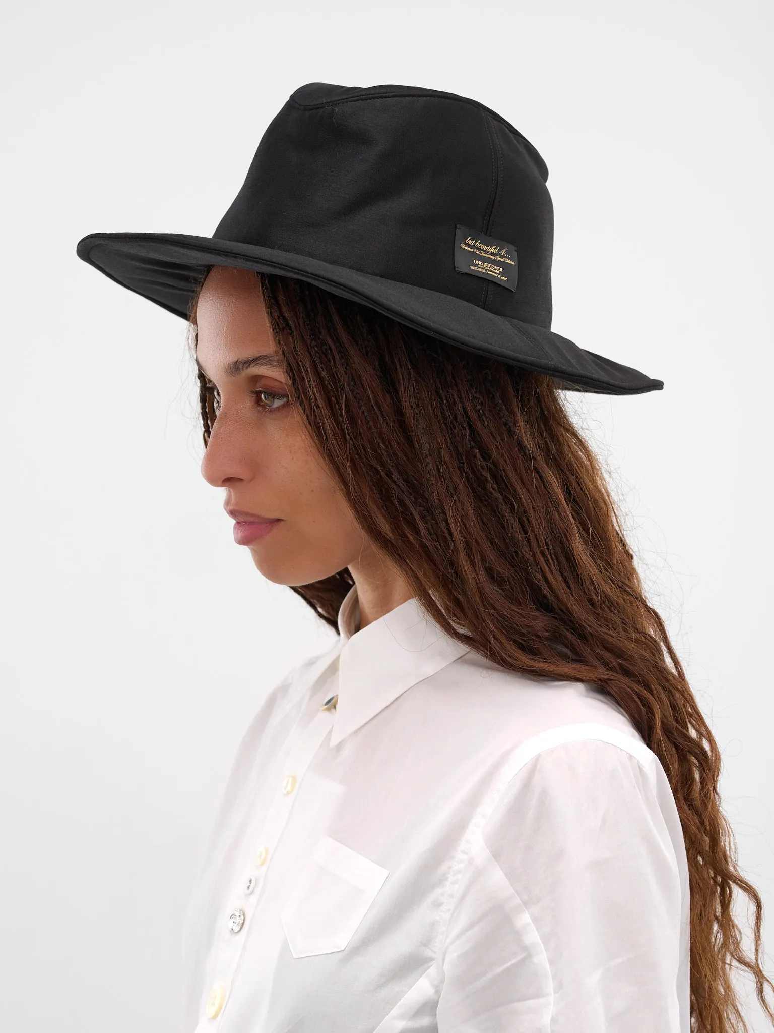 Black Wool Wide Brim Hat (UC2E1H01-BLACK) sold by lorenzo product image thumbnail 2