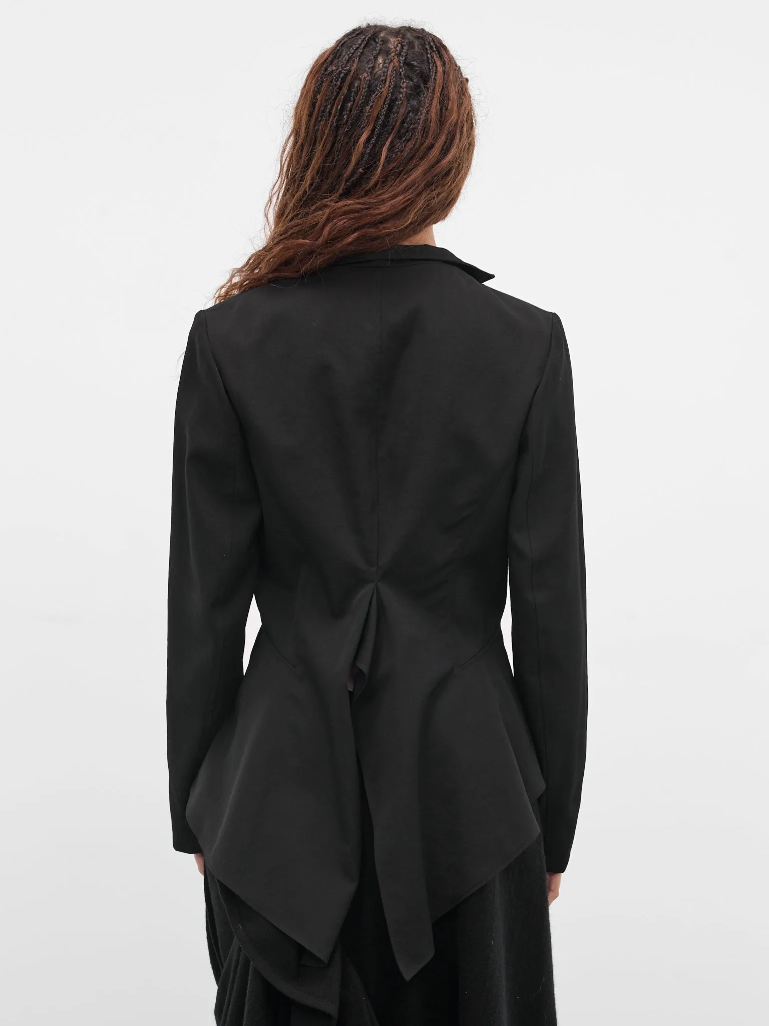 Black Wool Gabardine Wrinkled Blazer (FL-J65-100-BLACK) sold by lorenzo product image thumbnail 3