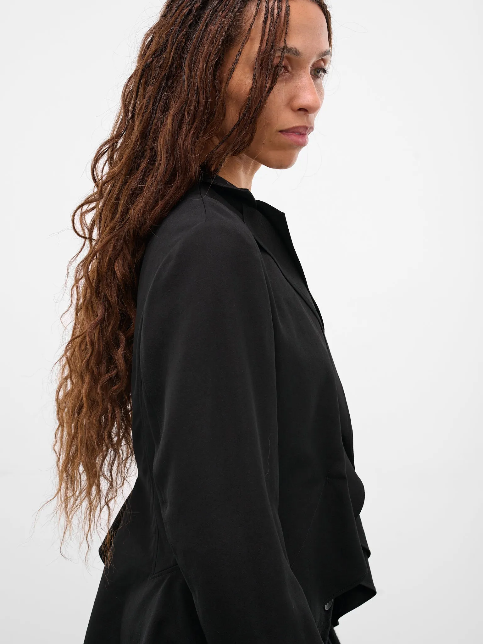 Black Wool Gabardine Wrinkled Blazer (FL-J65-100-BLACK) sold by lorenzo product image thumbnail 4
