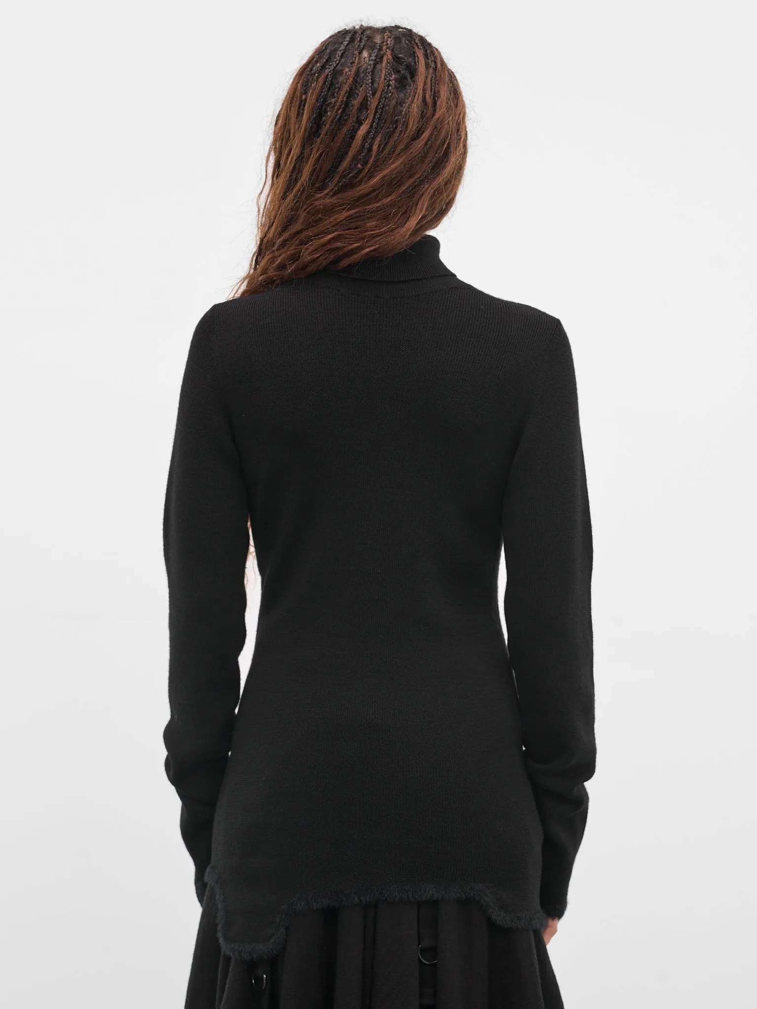 Black Wool Rib-Knit Turtleneck (FL-K14-196-BLACK) sold by lorenzo product image thumbnail 3