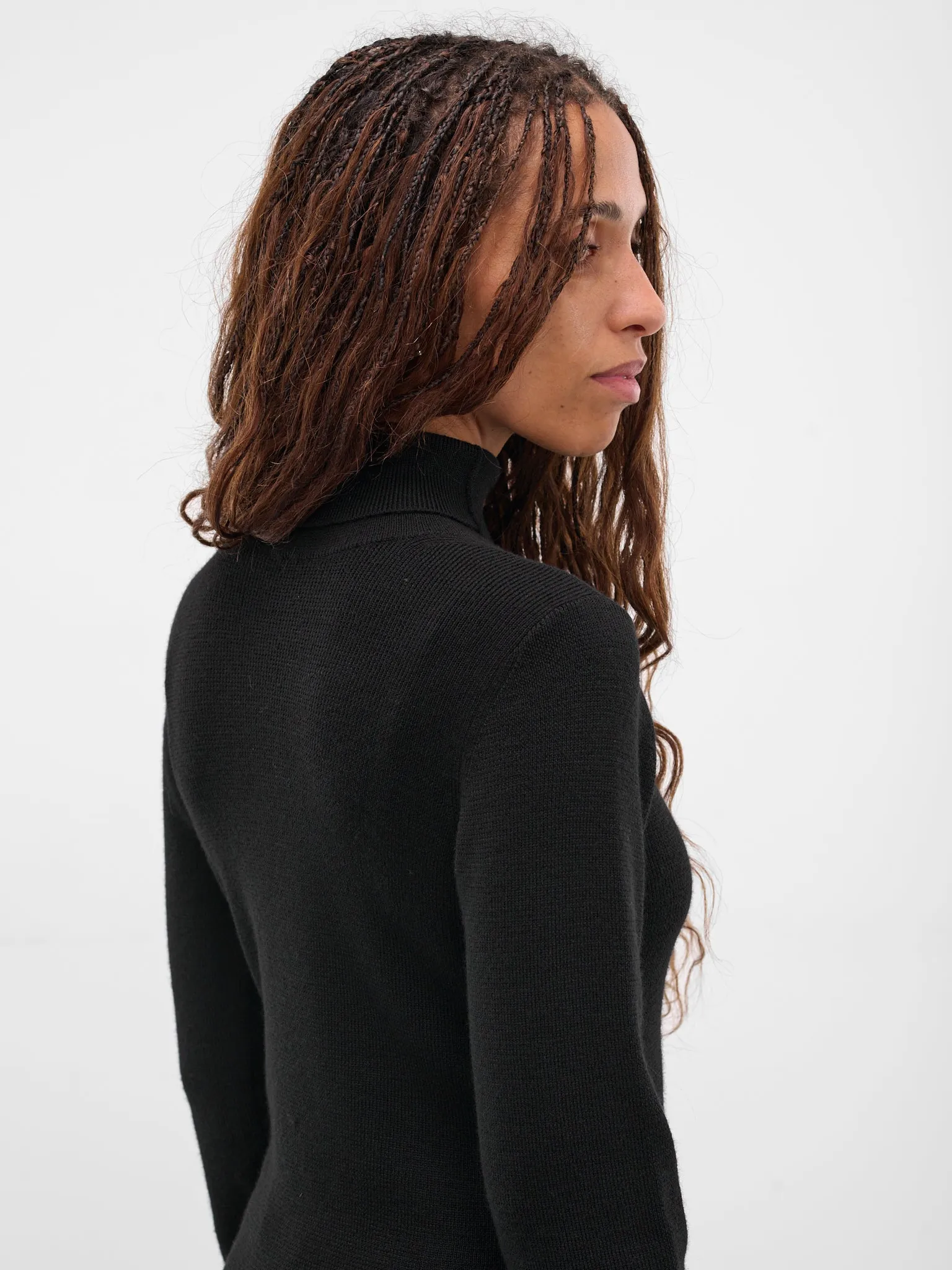 Black Wool Rib-Knit Turtleneck (FL-K14-196-BLACK) sold by lorenzo product image thumbnail 5