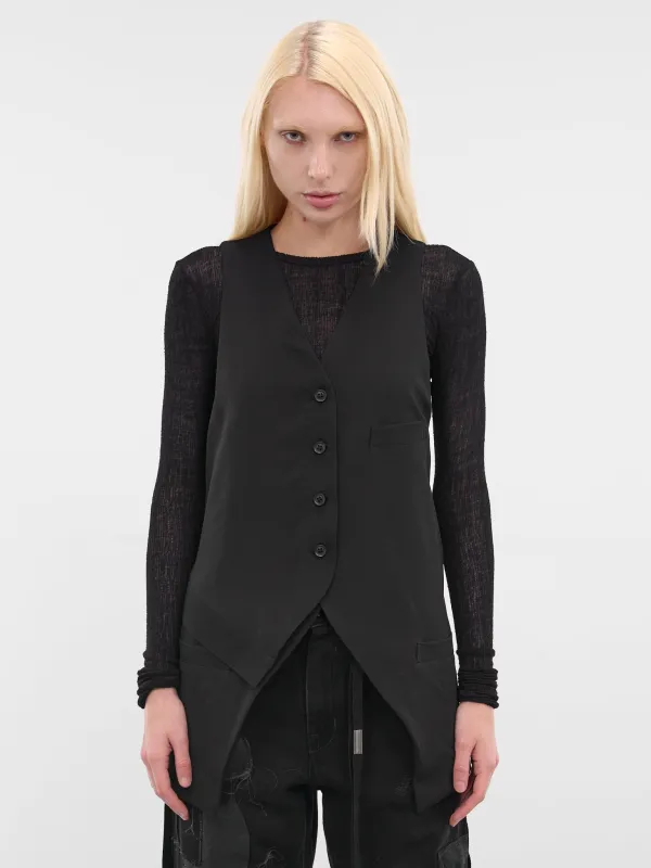 Black Wool Gabardine Vest (LL-Y02-111-1-BLACK) sold by lorenzo