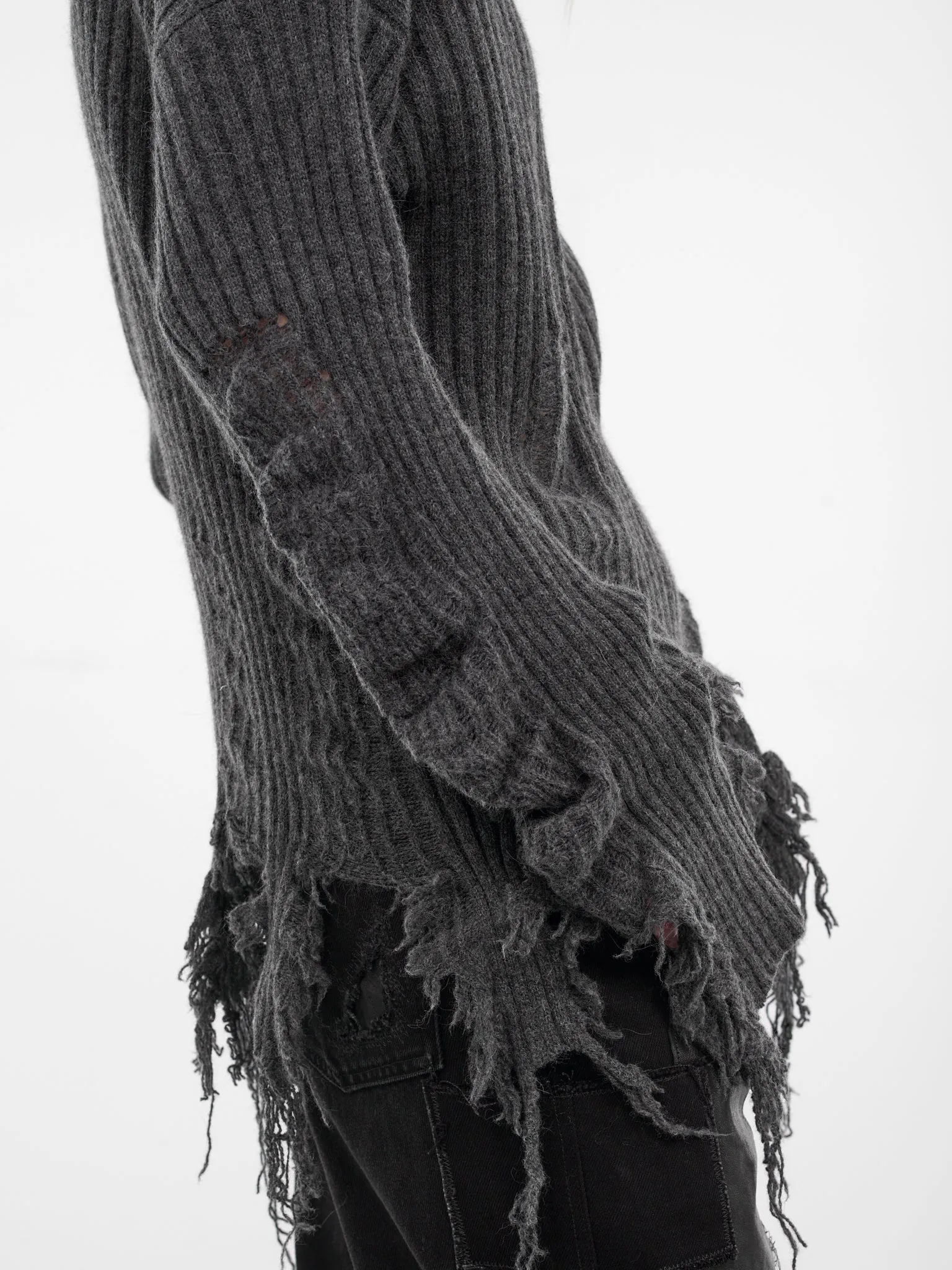 Gray Distressed Wool-Angora Turtleneck (LL-K01-160-2-GREY) sold by lorenzo product image thumbnail 5