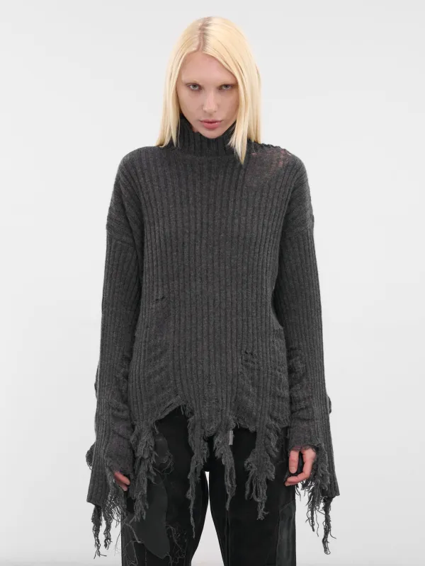 Gray Distressed Wool-Angora Turtleneck (LL-K01-160-2-GREY) sold by lorenzo