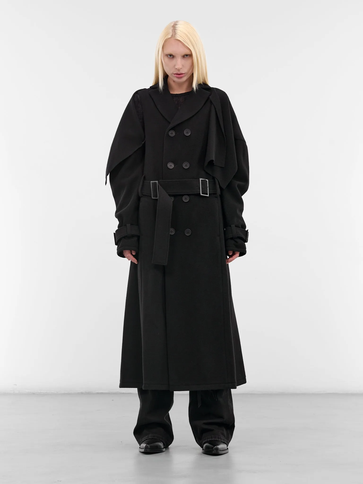 Black Wool Trench Coat (LL-C02-102-1-BLACK) sold by lorenzo
