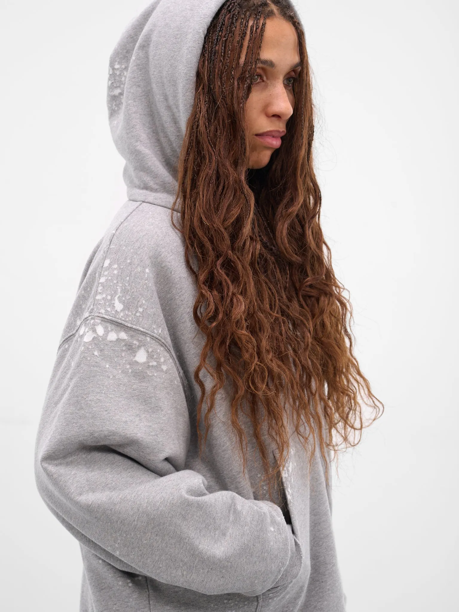 Gray Fleece Zip Hoodie (FN-WN-SWEAT000263-GREY-MELANGE) sold by lorenzo product image thumbnail 5