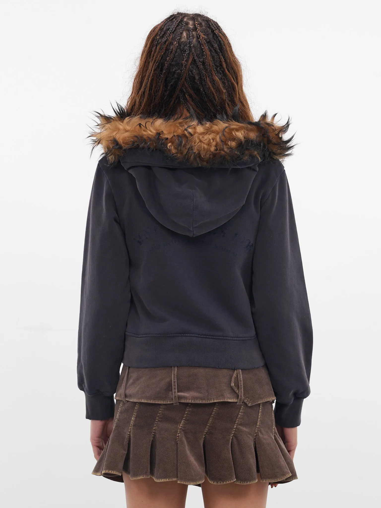 Brown Fur Zip Hoodie (FN-WN-SWEA000272-RUST-BROWN) sold by lorenzo product image thumbnail 3