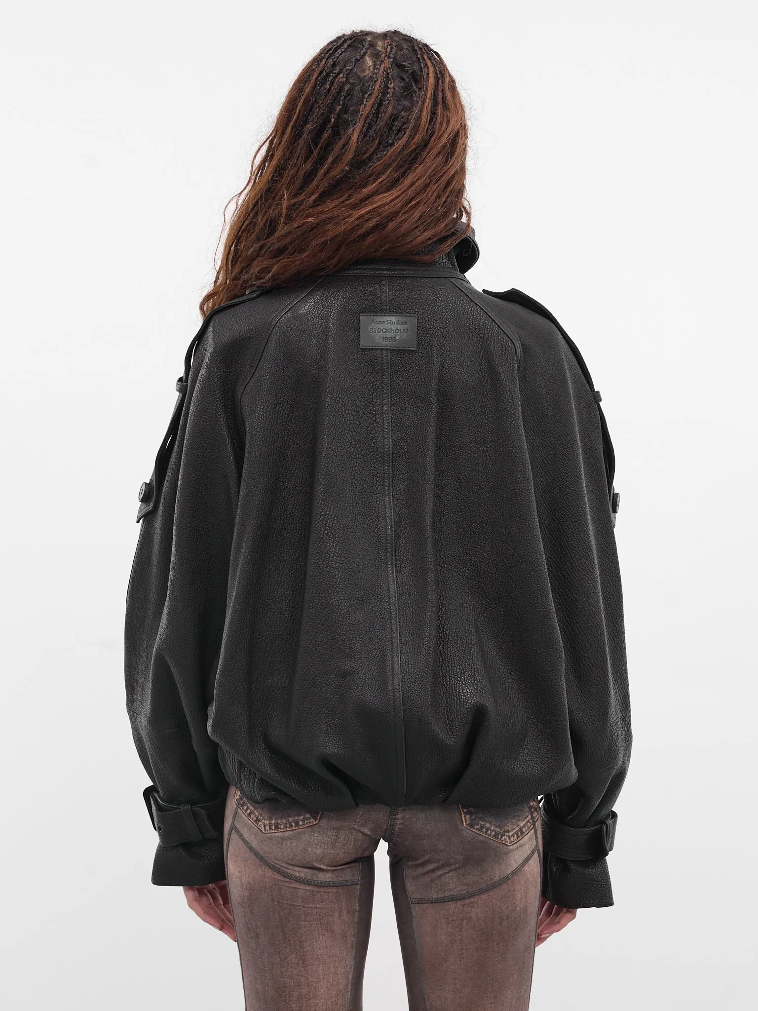 Black Lamb Leather Trench Jacket (FN-WN-LEAT000445-BLACK) sold by lorenzo product image thumbnail 3