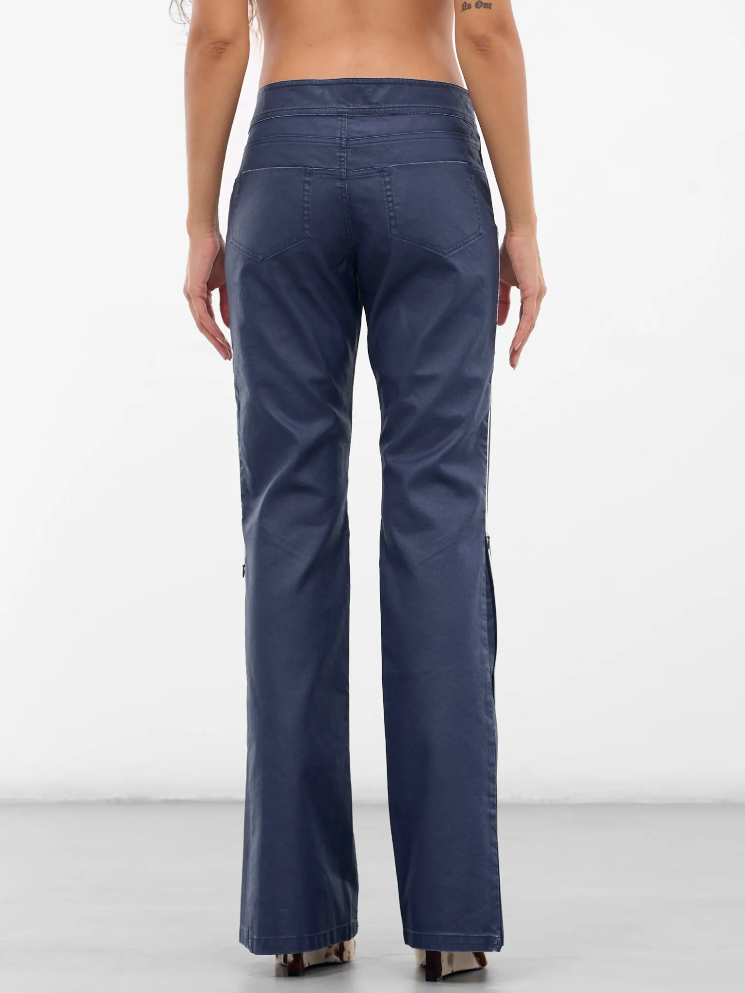 Blue Canvas Zip Flare Pants (PA-05-BLUE) sold by lorenzo product image thumbnail 3
