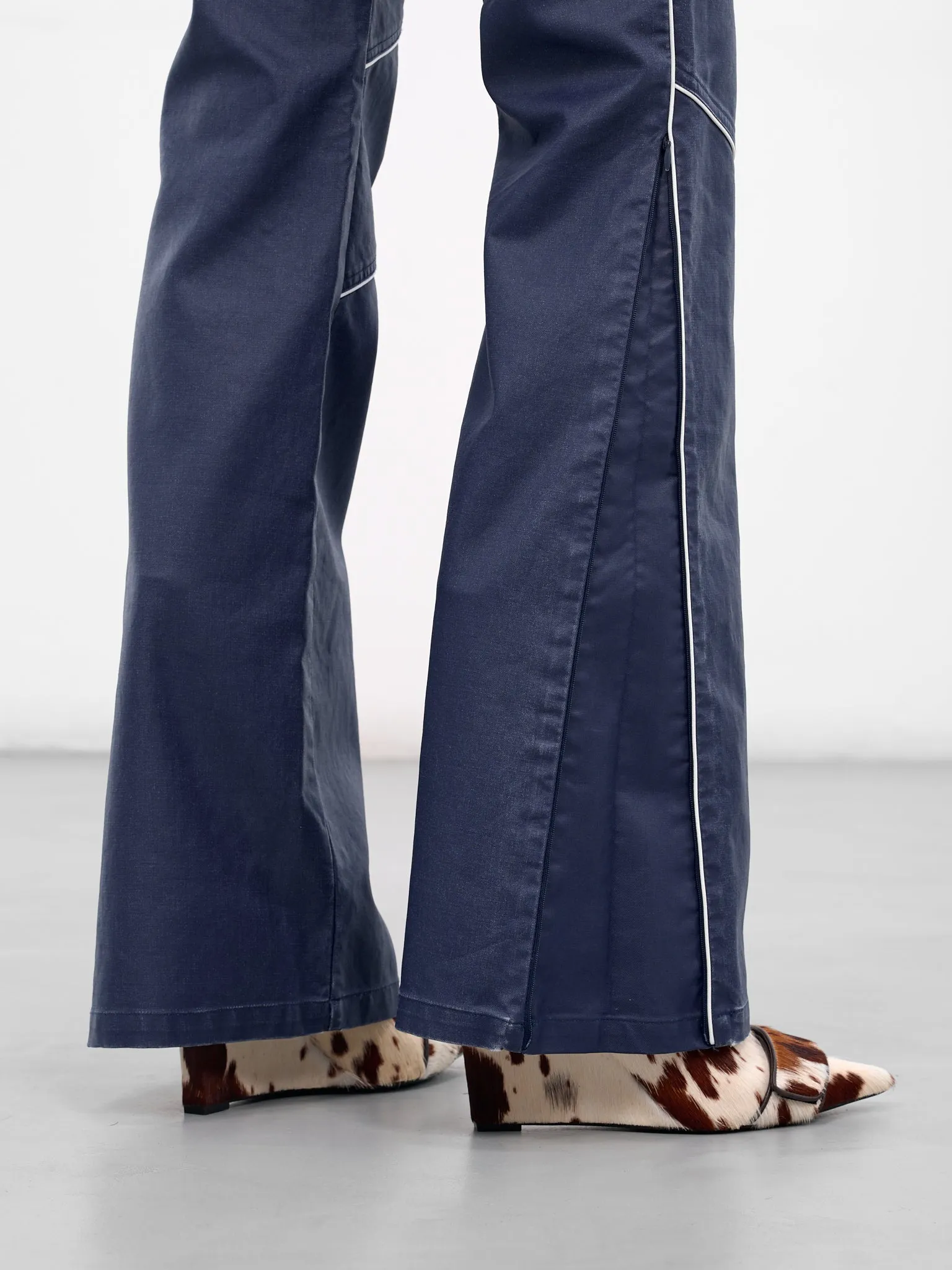 Blue Canvas Zip Flare Pants (PA-05-BLUE) sold by lorenzo product image thumbnail 5