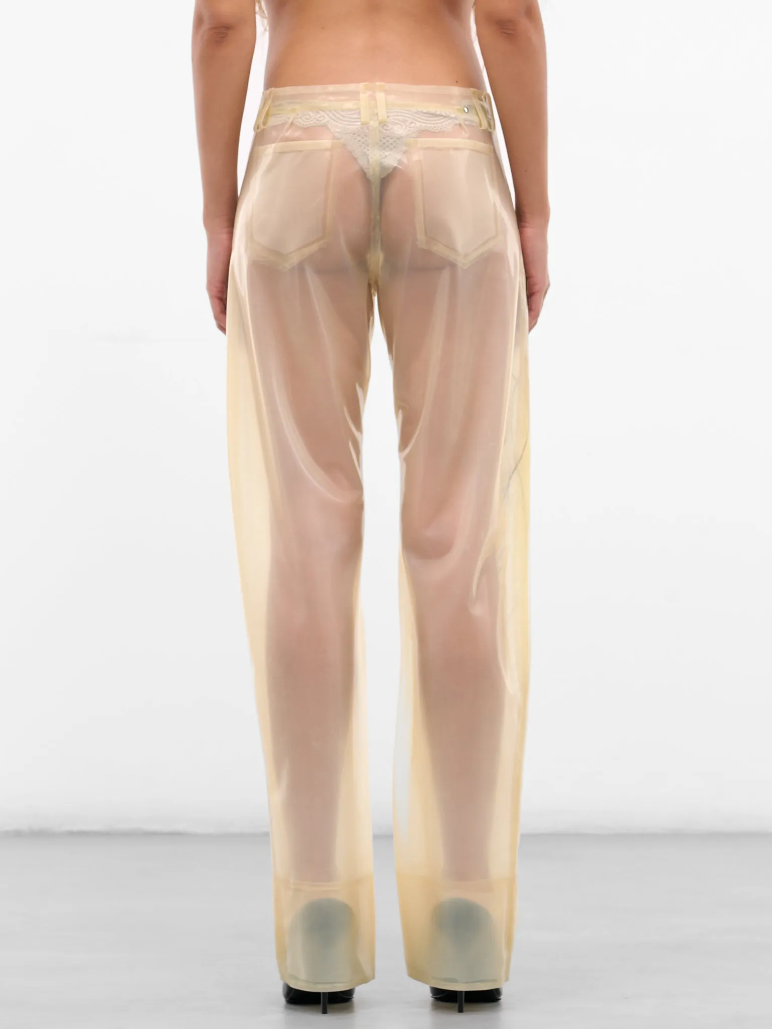 Beige Graphic Latex Trousers (PA-02-AW25-BEIGE) sold by lorenzo product image thumbnail 3