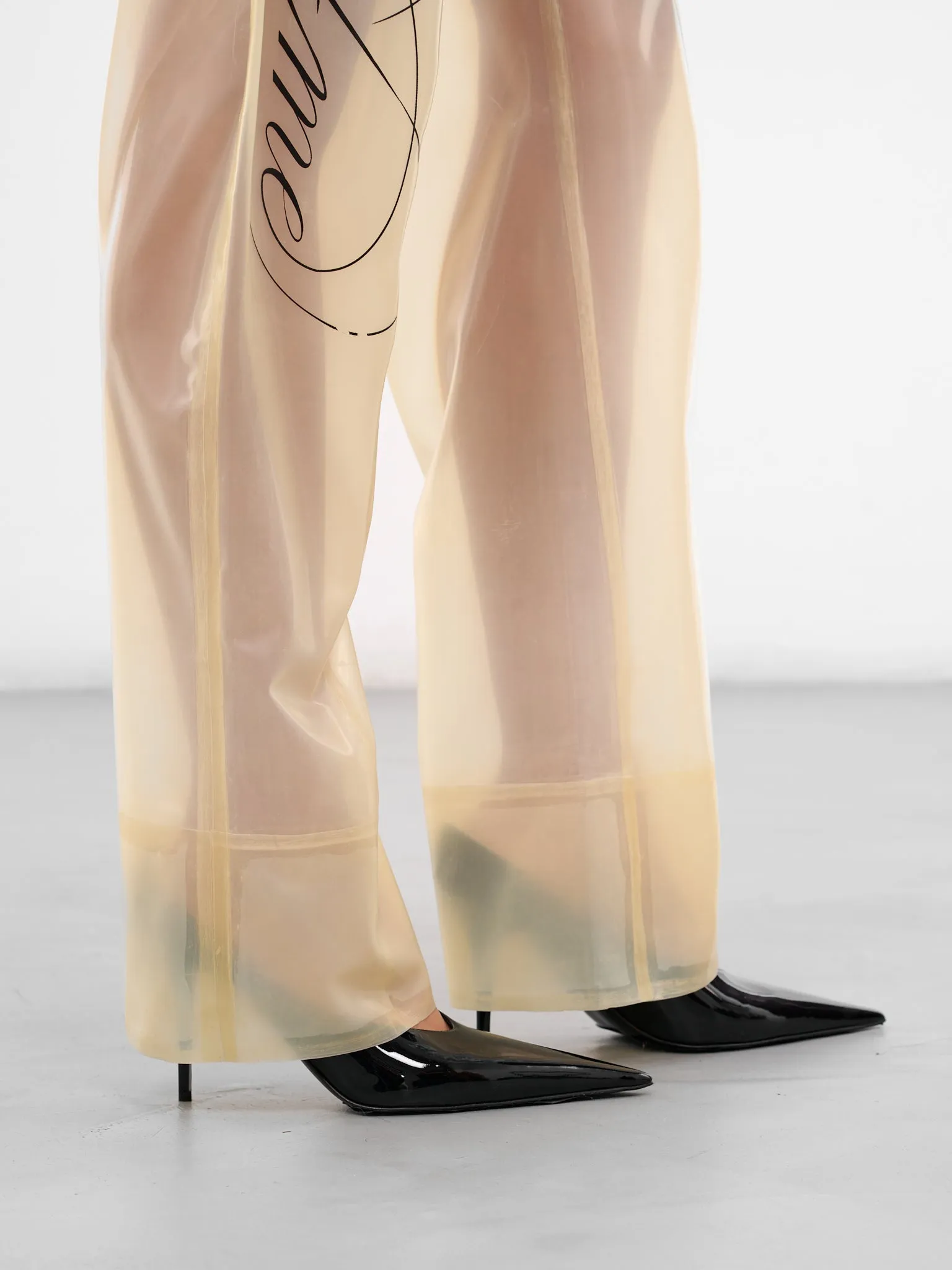 Beige Graphic Latex Trousers (PA-02-AW25-BEIGE) sold by lorenzo product image thumbnail 4