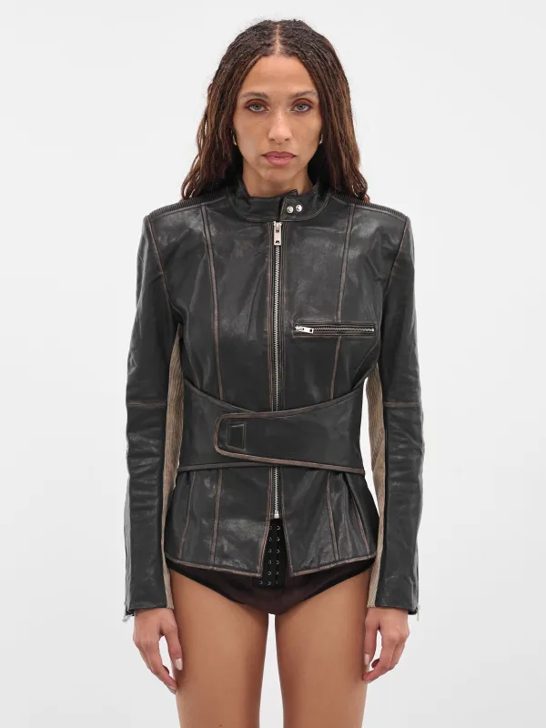 Black Leather Zip Jacket (JA-01-BLACK) sold by lorenzo