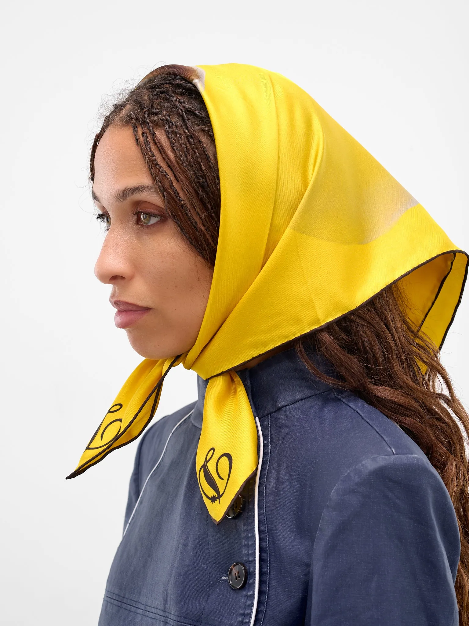 Yellow Logo Print Silk Scarf (ACC-03-PRINT) sold by lorenzo product image thumbnail 2