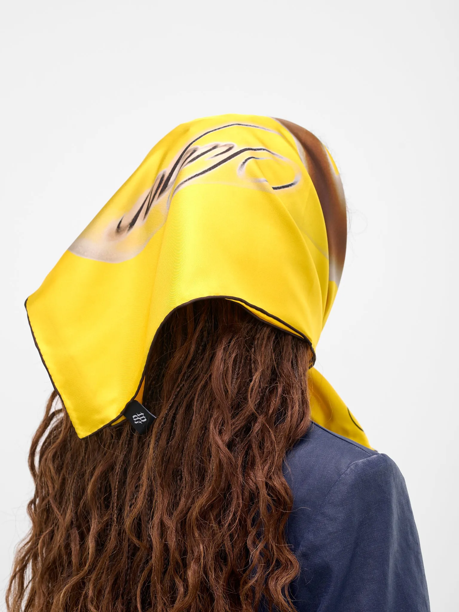 Yellow Logo Print Silk Scarf (ACC-03-PRINT) sold by lorenzo product image thumbnail 3