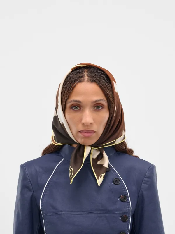 Brown Cow Print Silk Scarf (ACC-02-PRINT) sold by lorenzo