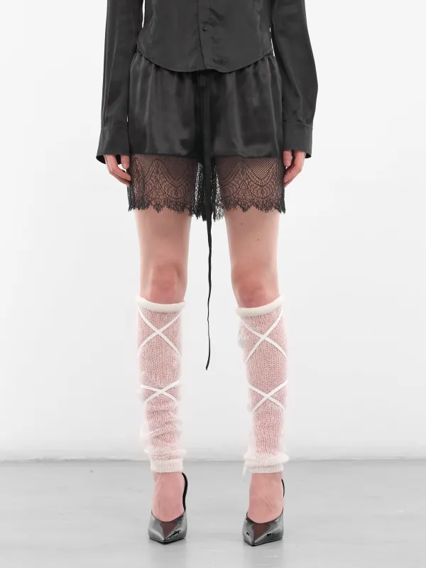 White Blasius Knit Leg Warmers (B0013609-KN058-NATURAL-WHITE) made by Ann Demeulemeester