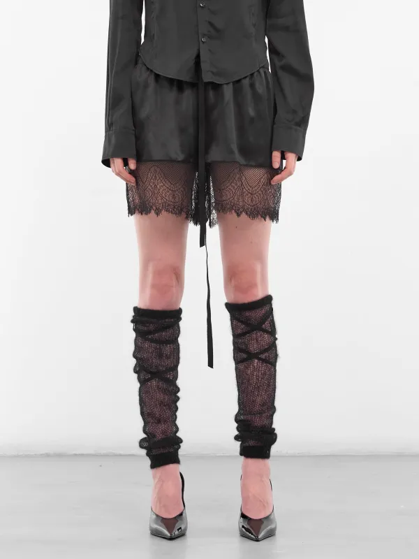 Black Blasius Knit Leg Warmers (B0013609-KN058-BLACK) made by Ann Demeulemeester