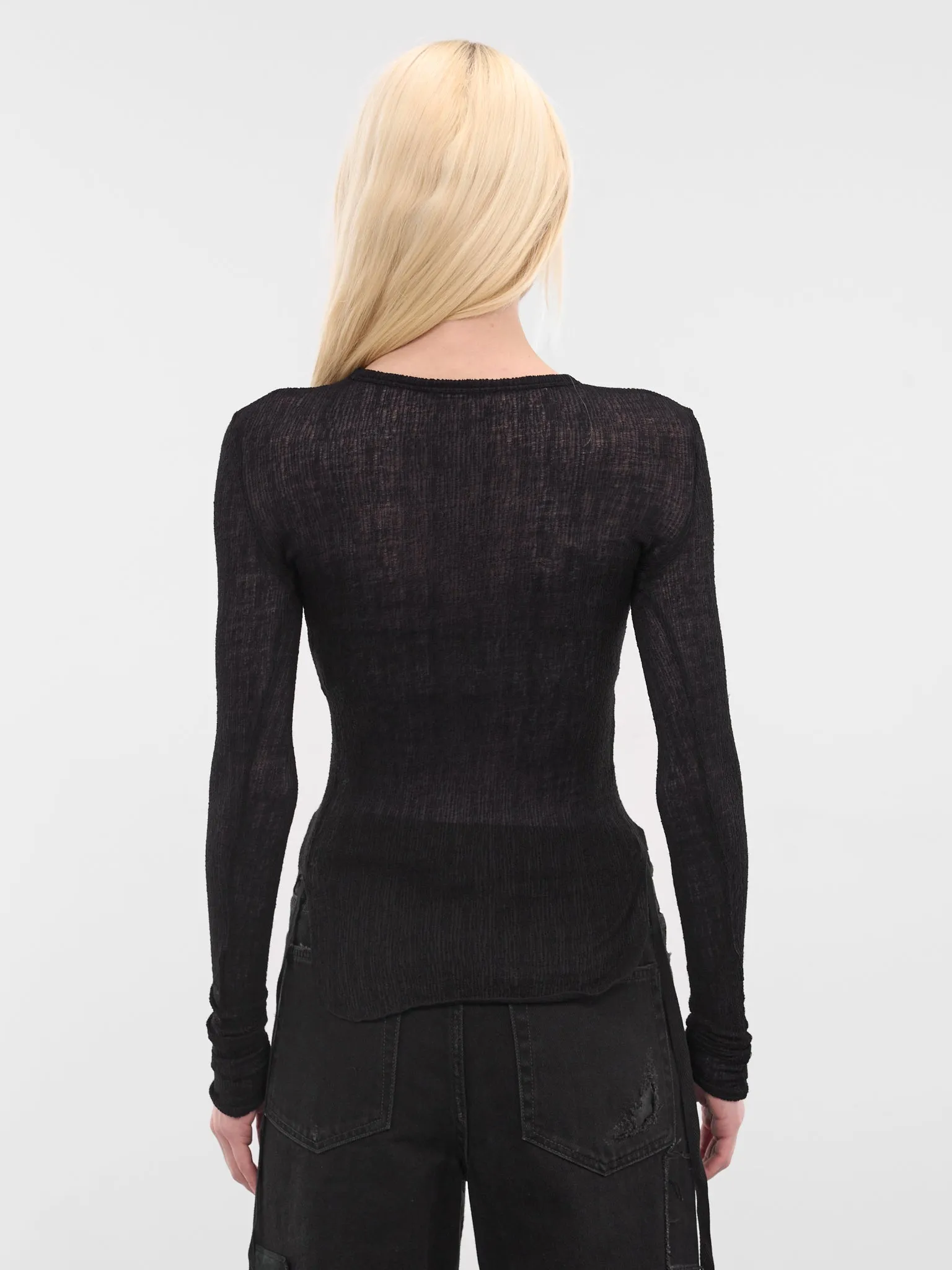Black Oke Long Sleeve Top (B0012327-FA619-BLACK) sold by lorenzo product image thumbnail 3