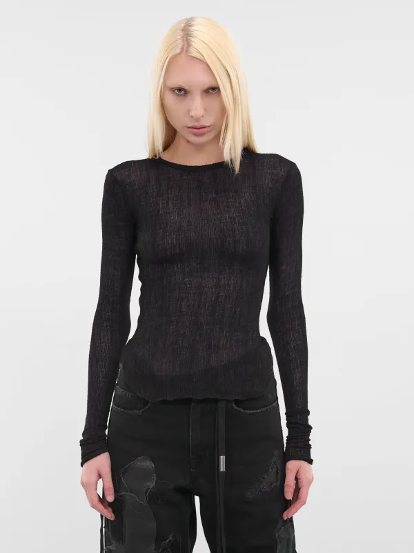 Black Oke Long Sleeve Top (B0012327-FA619-BLACK) sold by lorenzo