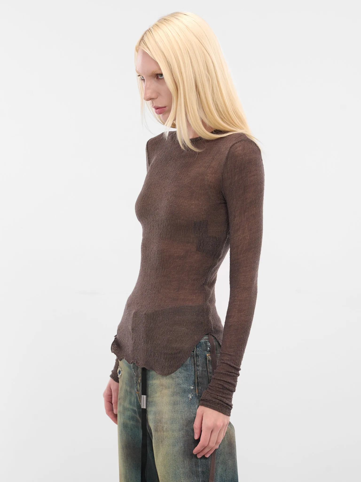 Brown Oke Long Sleeve Top (B0012327-FA619-BEAVER) sold by lorenzo product image thumbnail 2