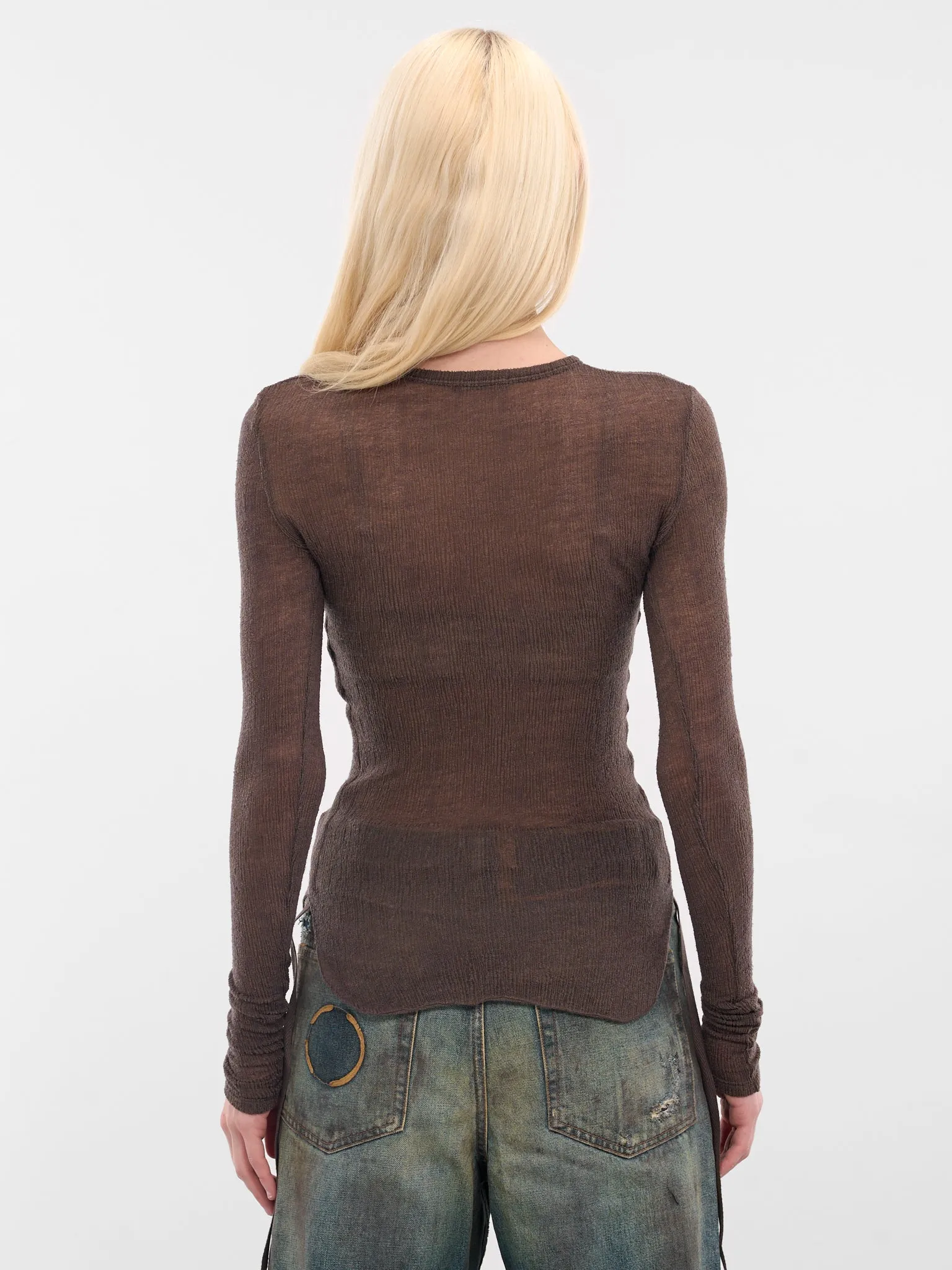 Brown Oke Long Sleeve Top (B0012327-FA619-BEAVER) sold by lorenzo product image thumbnail 3