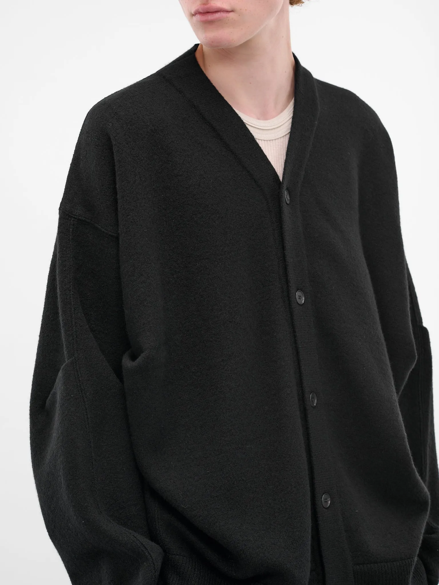 Black Wool Cardigan (ST-1298-BLACK) sold by lorenzo product image thumbnail 4