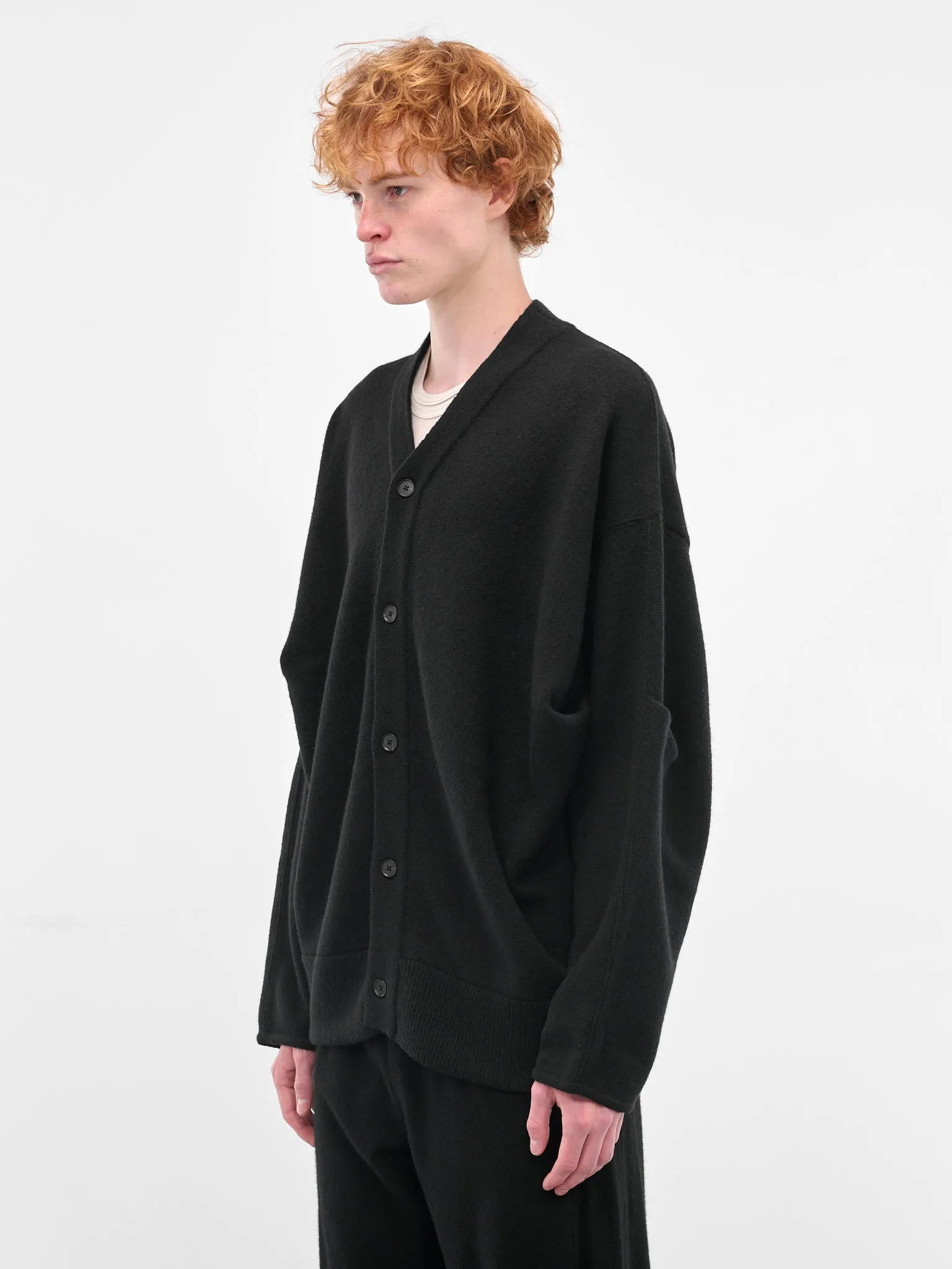 Black Wool Cardigan (ST-1298-BLACK) sold by lorenzo product image thumbnail 2