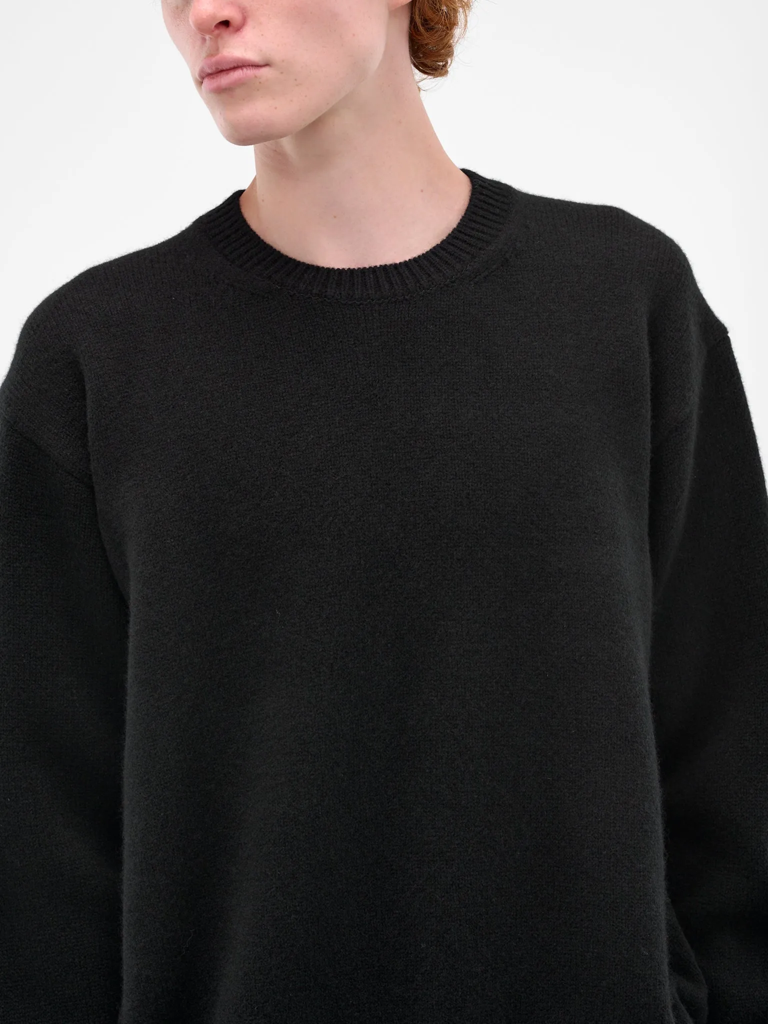 Black Relaxed Wool Sweater (ST-1289-BLACK) sold by lorenzo product image thumbnail 4