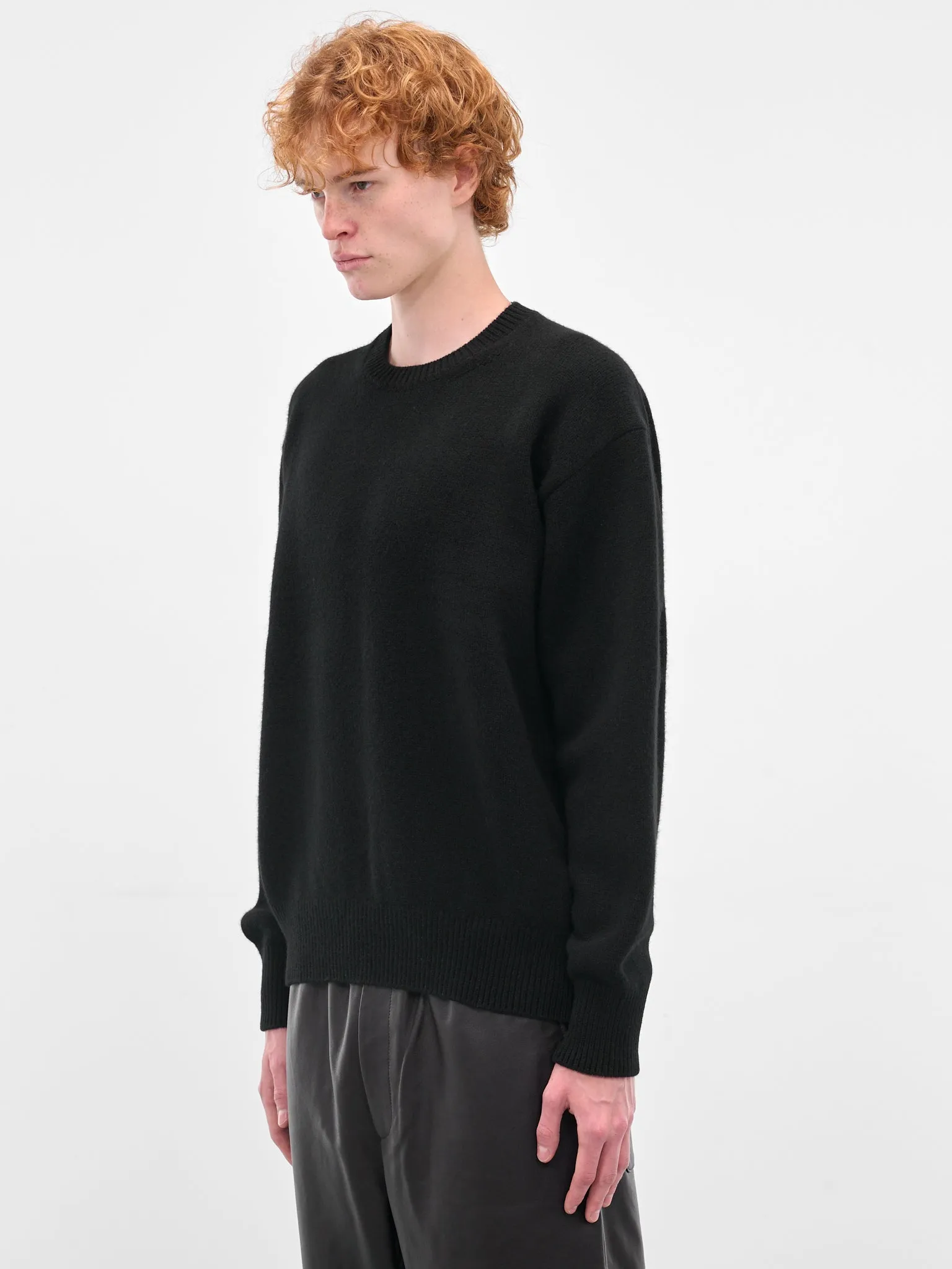 Black Relaxed Wool Sweater (ST-1289-BLACK) sold by lorenzo product image thumbnail 2