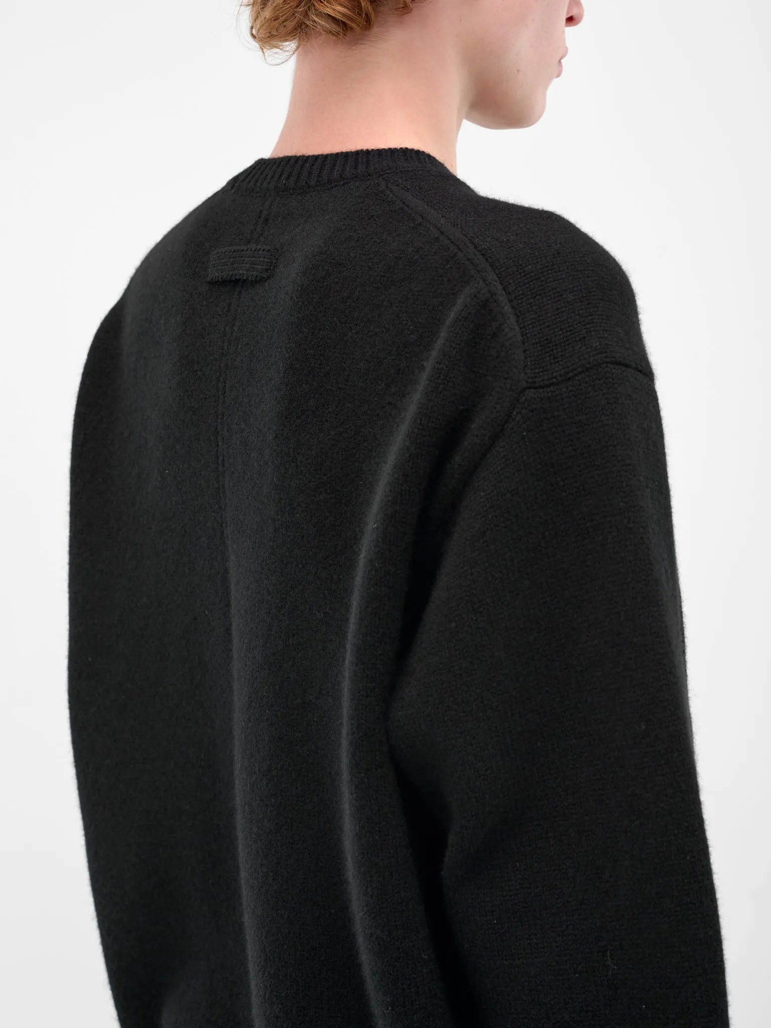 Black Relaxed Wool Sweater (ST-1289-BLACK) sold by lorenzo product image thumbnail 5