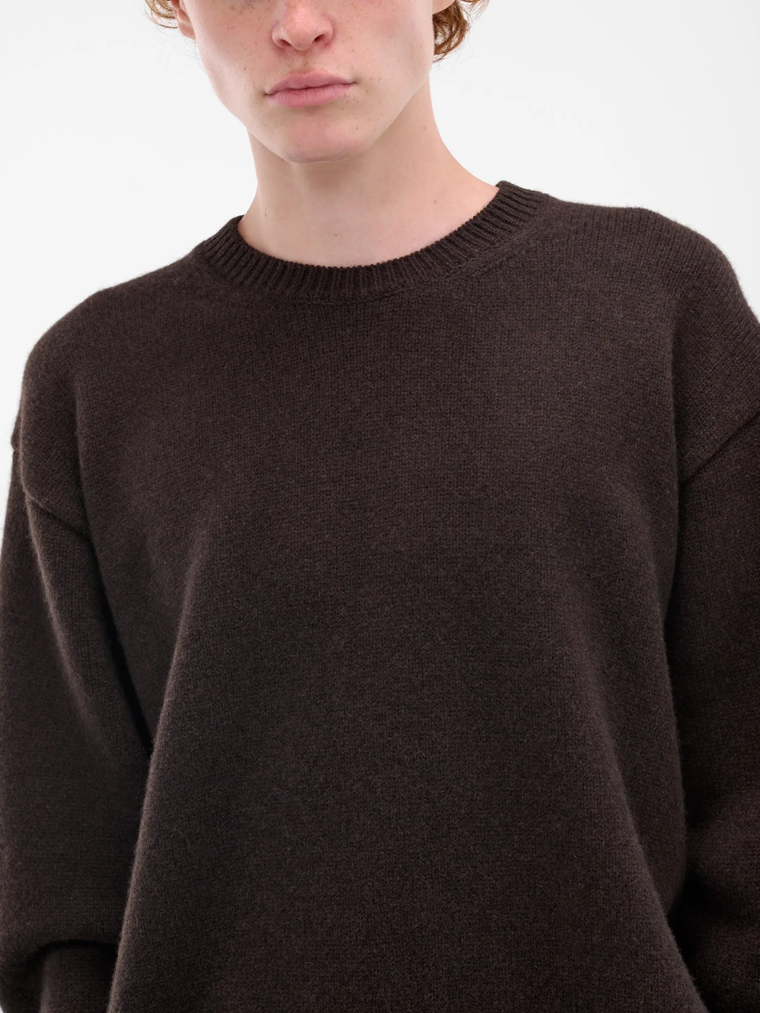 Brown Relaxed Wool Sweater (ST-1289-D-BROWN) sold by lorenzo product image thumbnail 4