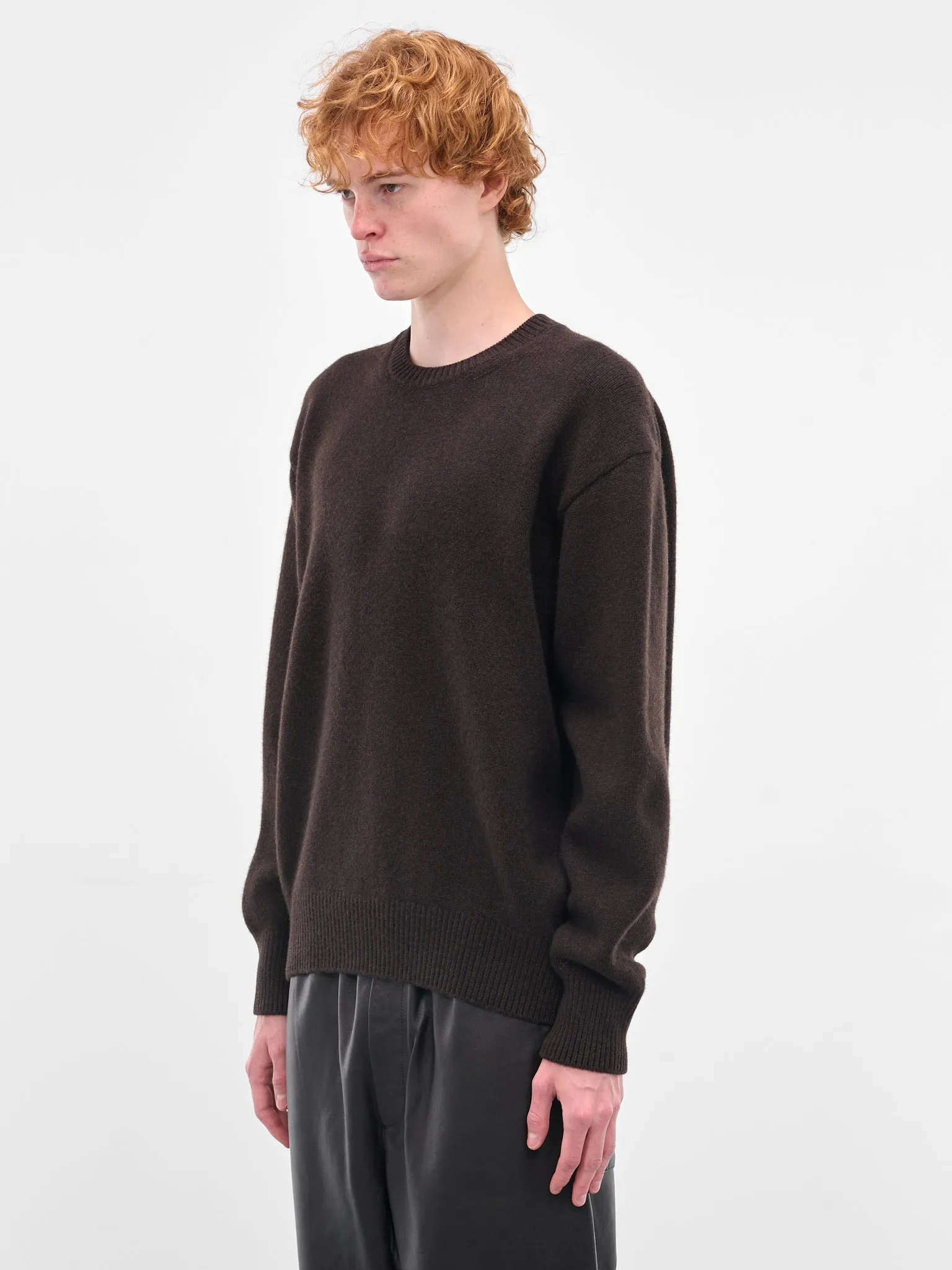 Brown Relaxed Wool Sweater (ST-1289-D-BROWN) sold by lorenzo product image thumbnail 2