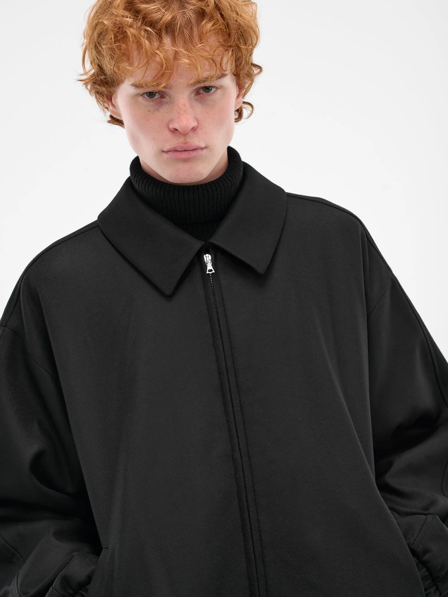 Black Wool Zip Jacket (ST-1226-BLACK) sold by lorenzo product image thumbnail 4