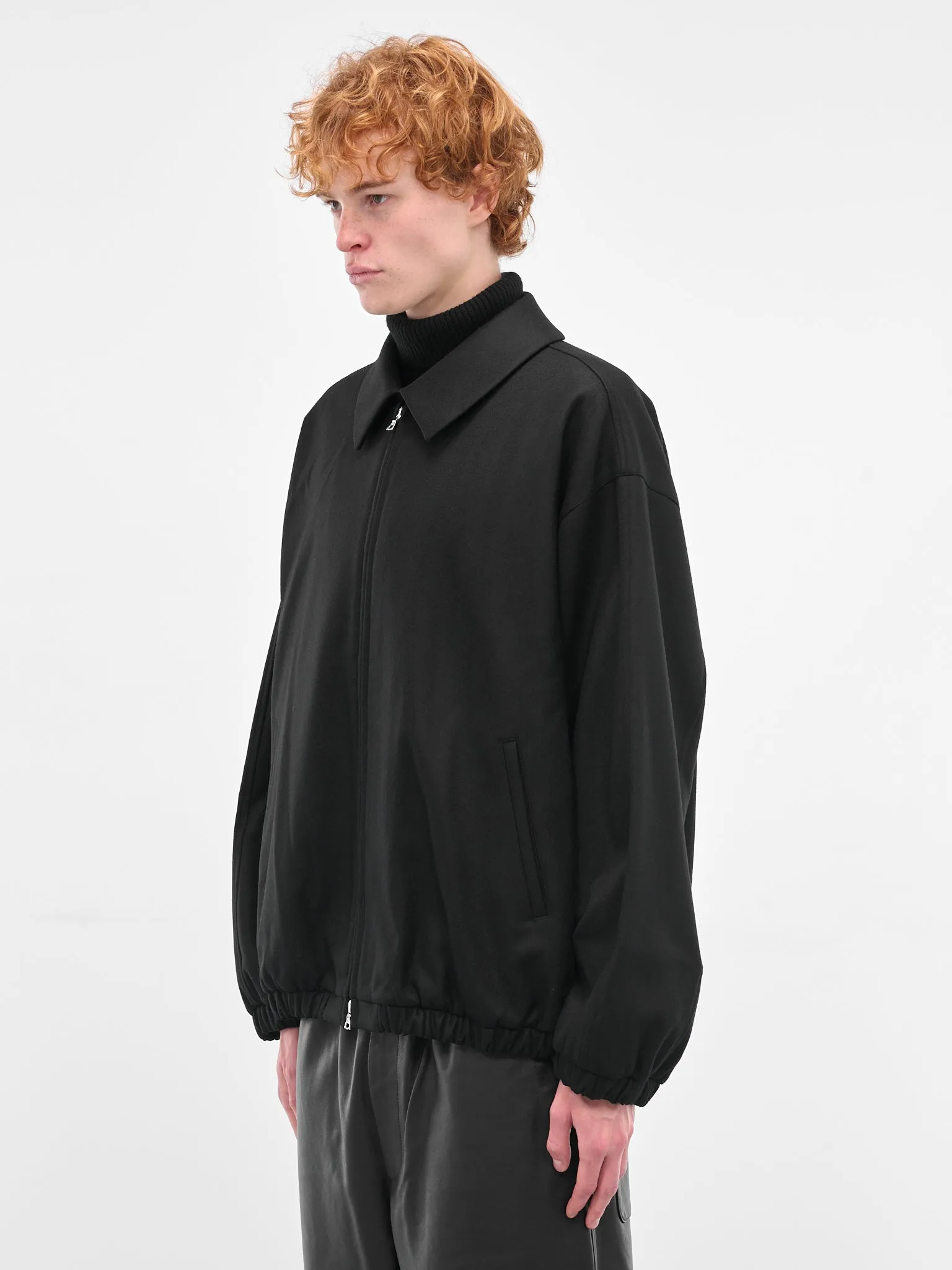 Black Wool Zip Jacket (ST-1226-BLACK) sold by lorenzo product image thumbnail 2