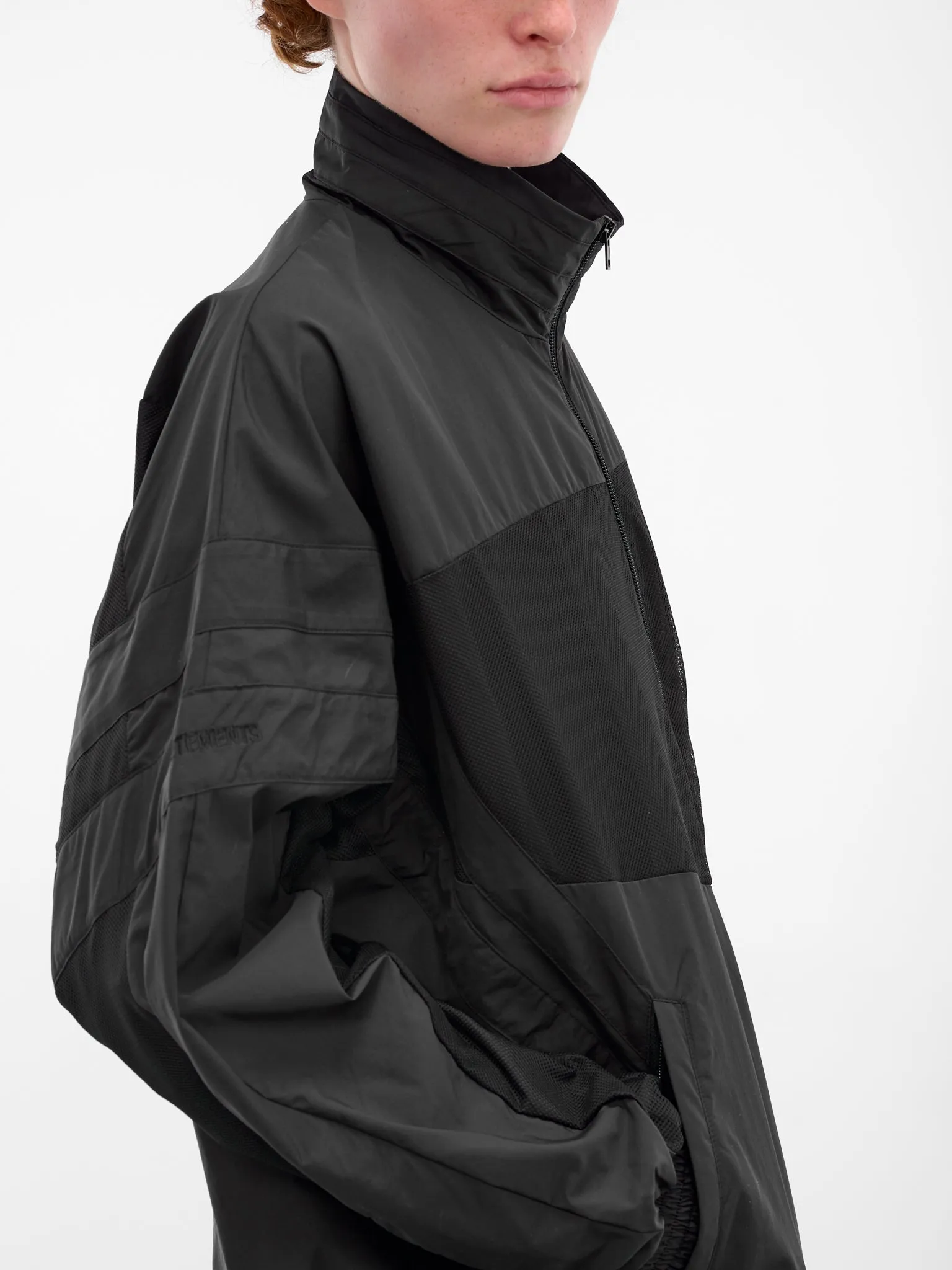 Black Mesh Paneled Track Jacket (UH76GJ700B-BLACK) sold by lorenzo product image thumbnail 5