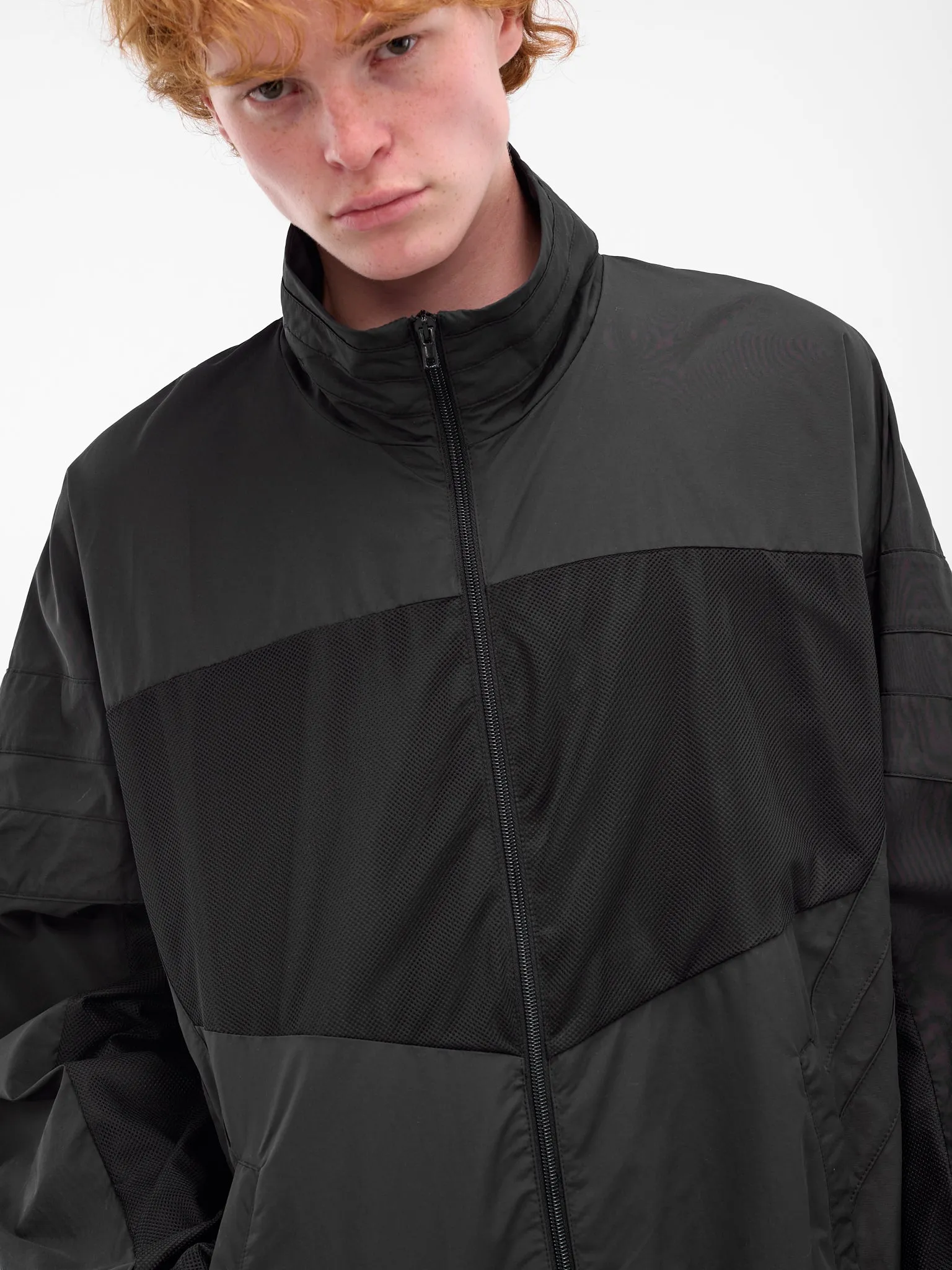 Black Mesh Paneled Track Jacket (UH76GJ700B-BLACK) sold by lorenzo product image thumbnail 4