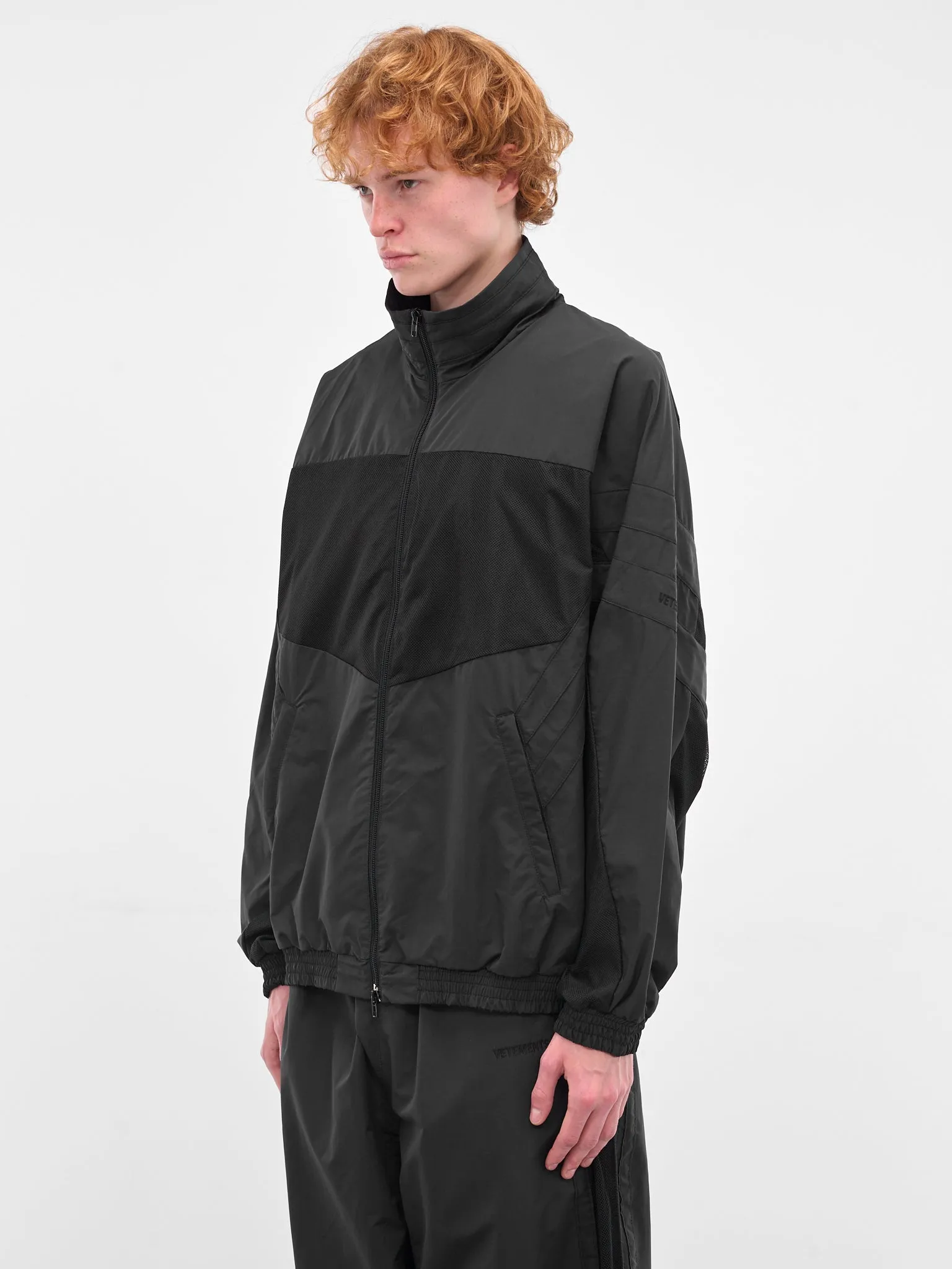 Black Mesh Paneled Track Jacket (UH76GJ700B-BLACK) sold by lorenzo product image thumbnail 2