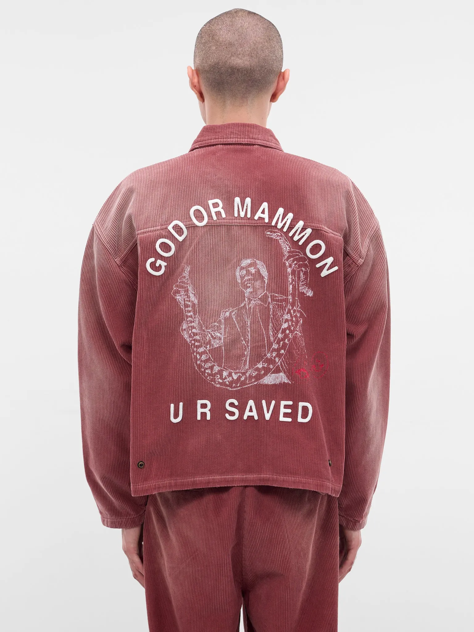 Burgundy Corduroy Work Zip Jacket (7U001Q3009-BURGUNDY) sold by lorenzo product image thumbnail 3