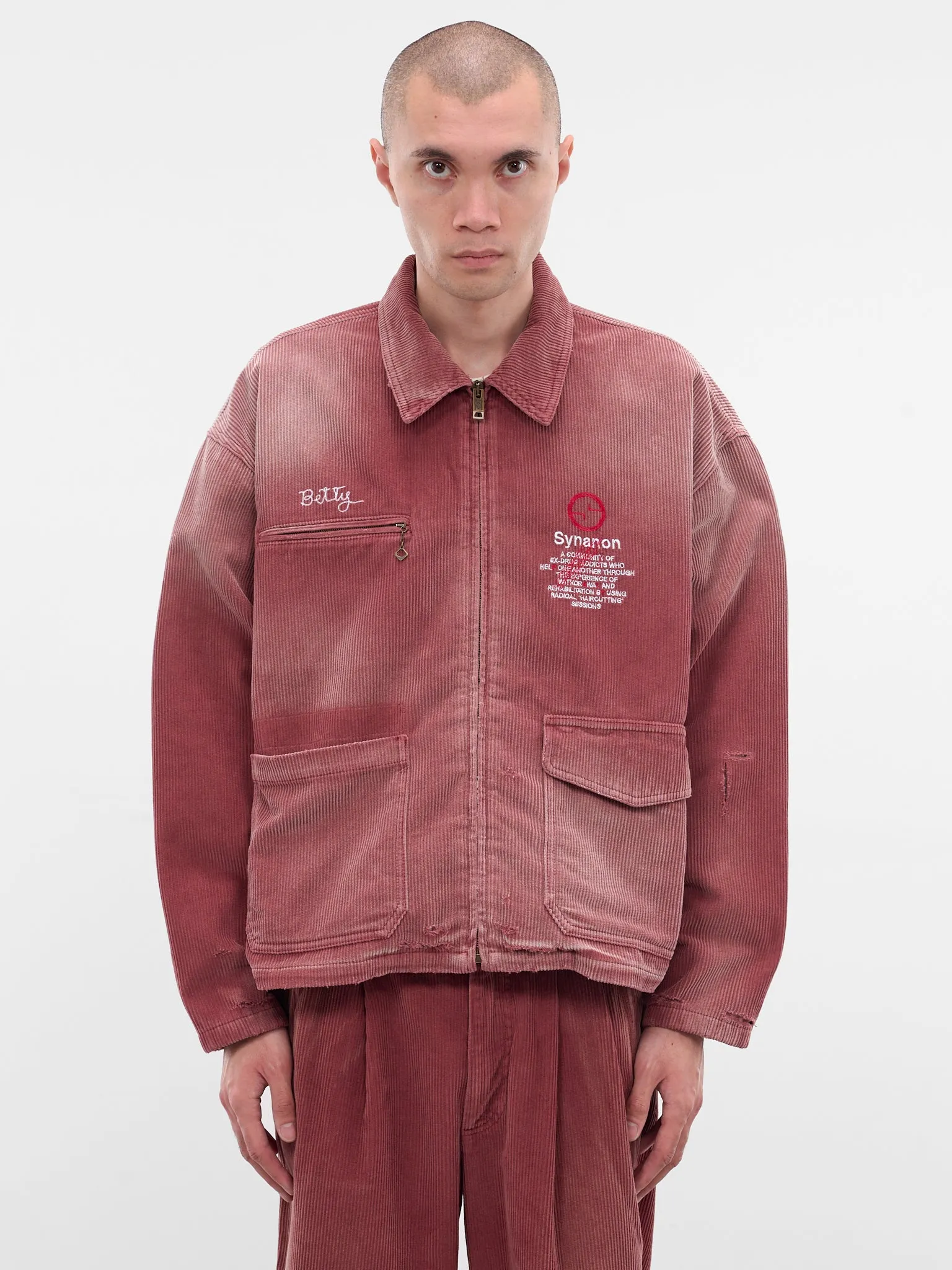 Burgundy Corduroy Work Zip Jacket (7U001Q3009-BURGUNDY) sold by lorenzo