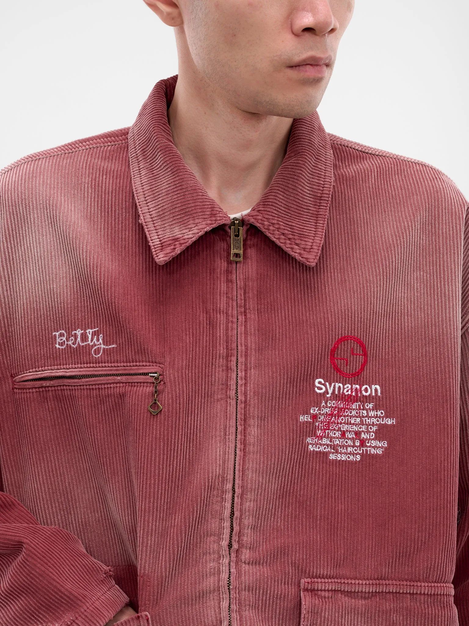 Burgundy Corduroy Work Zip Jacket (7U001Q3009-BURGUNDY) sold by lorenzo product image thumbnail 4