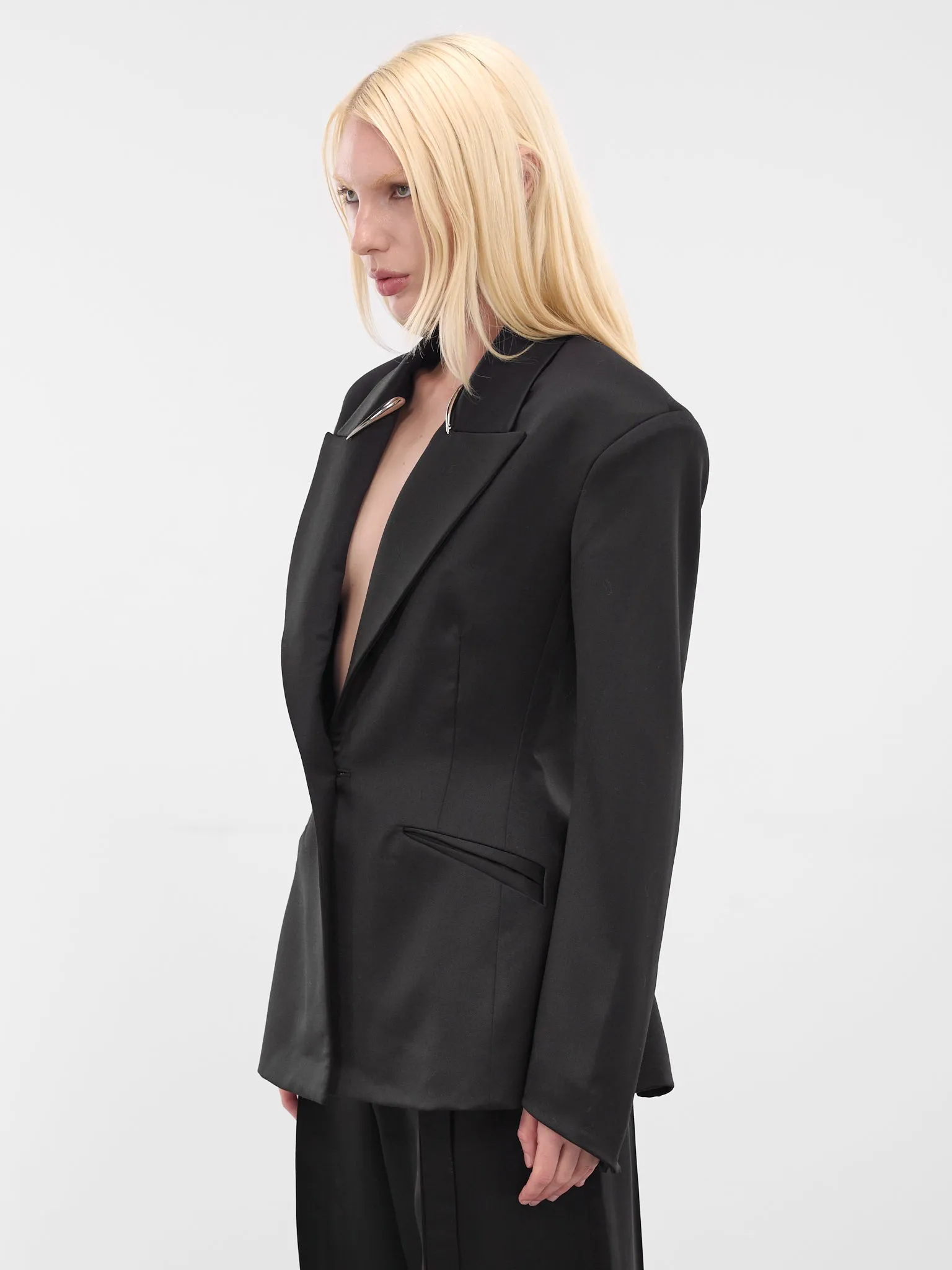 Black Wool Fangs Blazer (G6103-BLACK) sold by lorenzo product image thumbnail 2