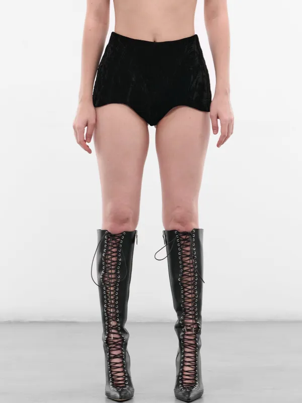 Black Old Waves Micro Shorts (OLD-WAVES-SHORTS-BLACK) sold by lorenzo