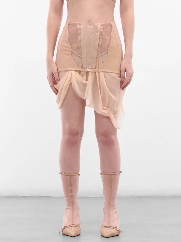 Nude Spiritual Healing Mini Skirt (SPIRITUAL-HEALING-SKIRT-NUDE) sold by lorenzo