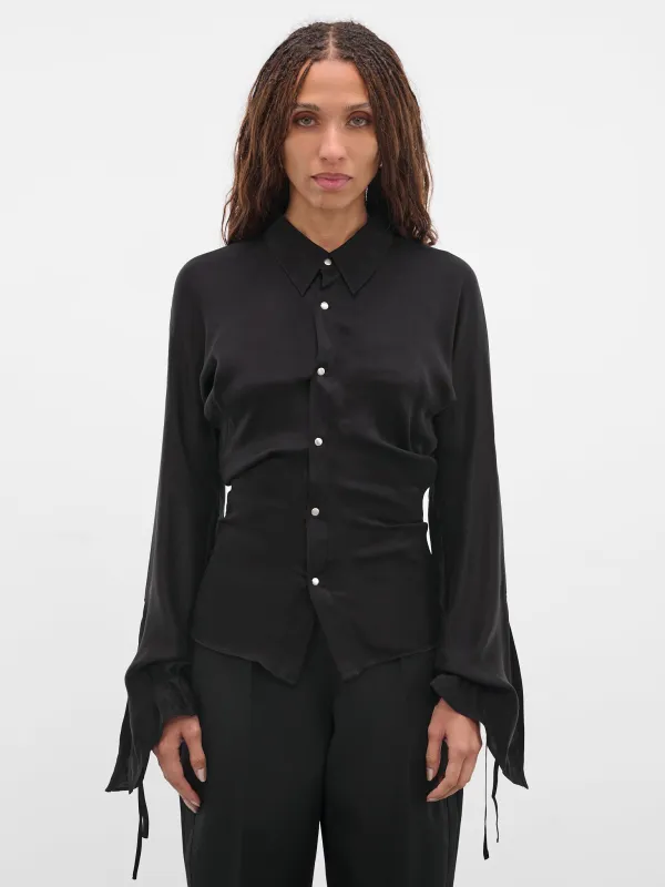 Black Draped Bell Shirt (ST01C2BL900-BLACK) sold by lorenzo