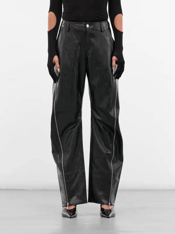 Black Vegan Leather Trousers (PT10R1BL900-BLACK) sold by lorenzo