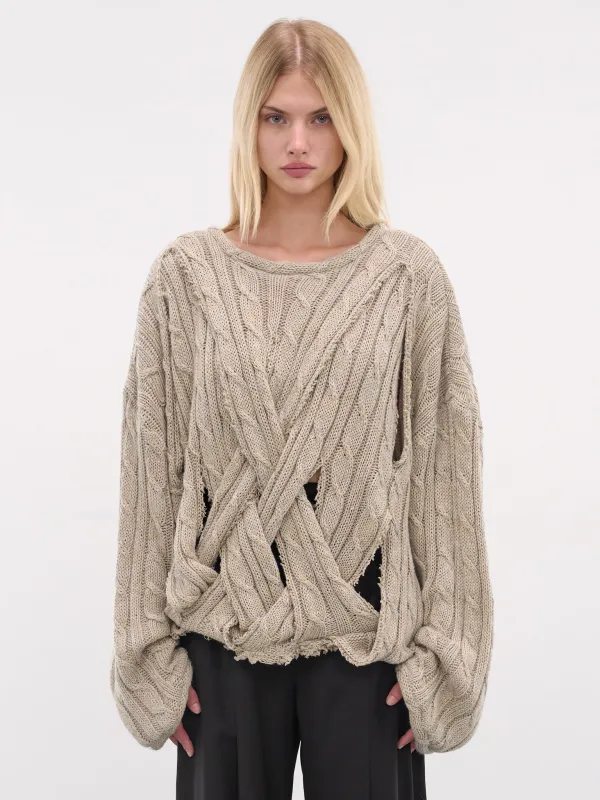 Beige Frederico Interwoven Knit Sweater (SW01ST-FREDERICO-STONE) sold by lorenzo