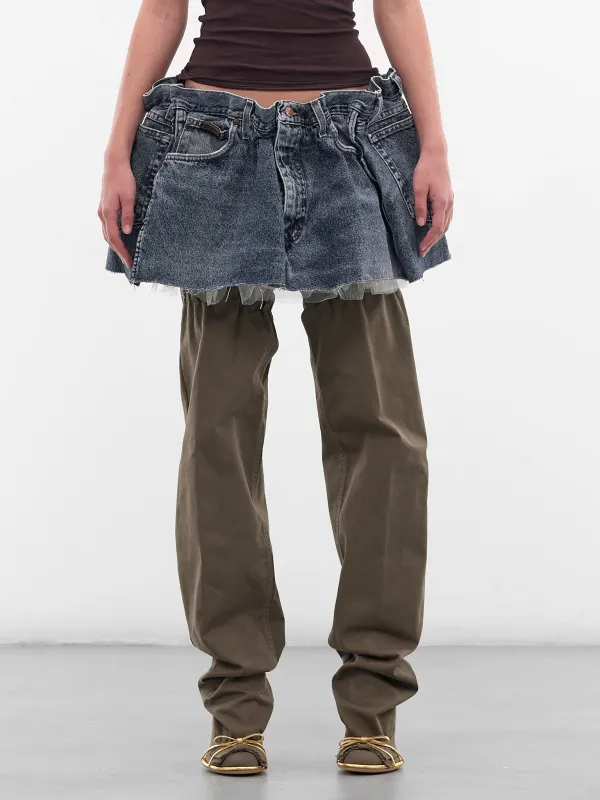 Blue Scrunched Denim Tulle Skirt (S06FW5-BLUE) sold by lorenzo