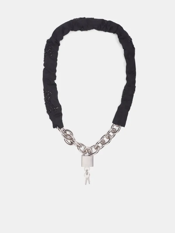 Embellished Sleeve Chain Padlock Belt (CBELT-1ESL-M-0919-BLACK-JET) sold by lorenzo